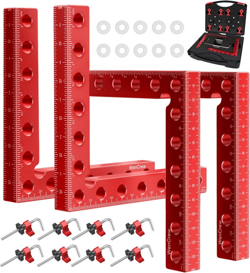 WenCrew Corner Clamps for Woodworking, 4pcs 90 Degree Right Angle Clamp 5.5" Aluminum Alloy Clamping Positioning Squares Woodworking Tools for Frame, Box, Drawer, Cabinets, Gifts for Men Dad - Image 1